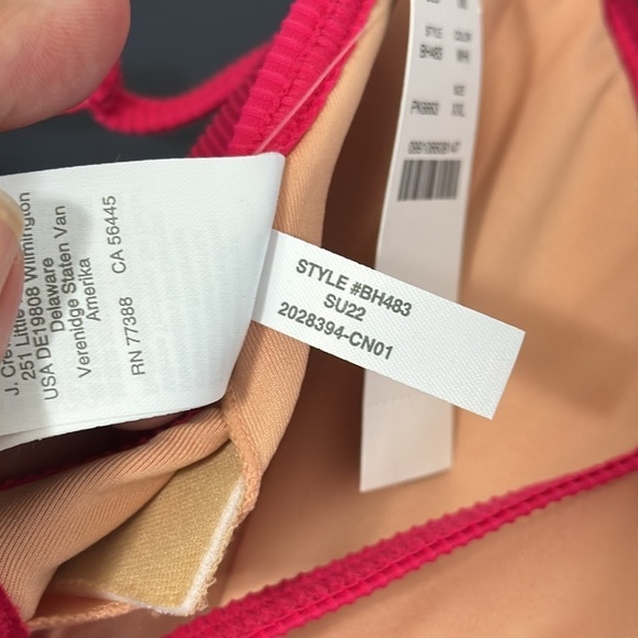 J. Crew Ribbed Triangle Bikini Top XXL Pink New BH483 - Picture 11 of 13